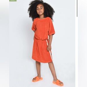 Loud Apparel Pumpkin Orange Raglan Terry Cloth Towel Dress Girls 14 Short Sleeve